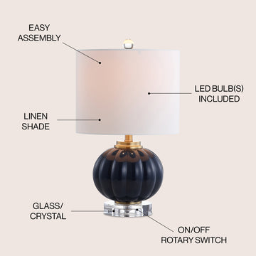 Pearl 17.5" Glass/Crystal LED Table Lamp - JONATHAN Y